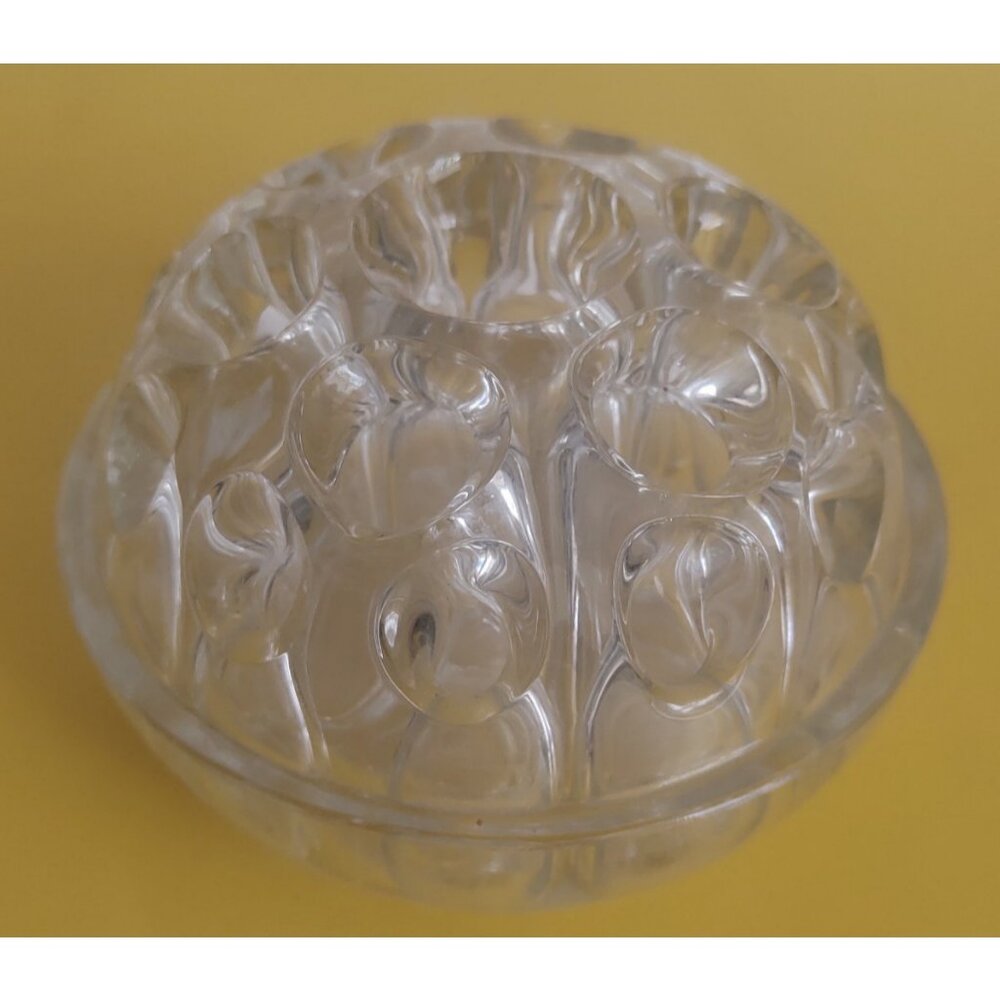 French Crystal Glass flower fakir  4 1/4" diameter x 2 1/2" high